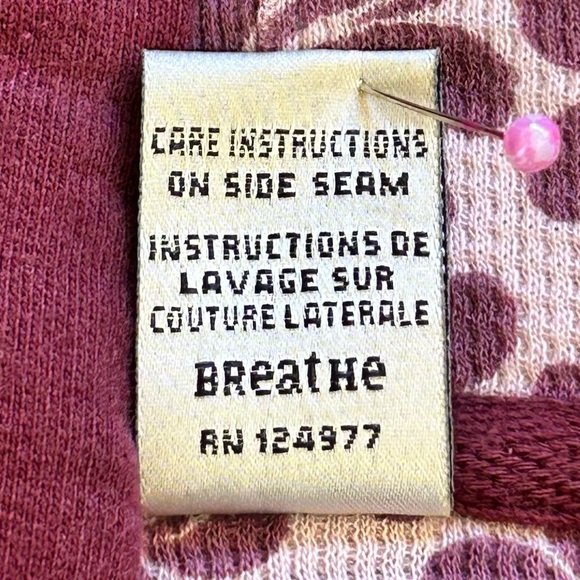 prAna Embroidered Zip Hoodie Burgundy Red Floral Medium - Picture 9 of 9